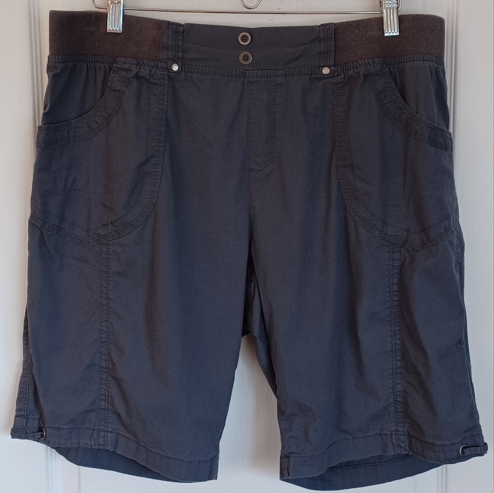 dā-sh WOMEN'S PULL-ON ELASTIC WAIST SHORTS BLUE-GRAY XL FRONT/BACK POCKETS